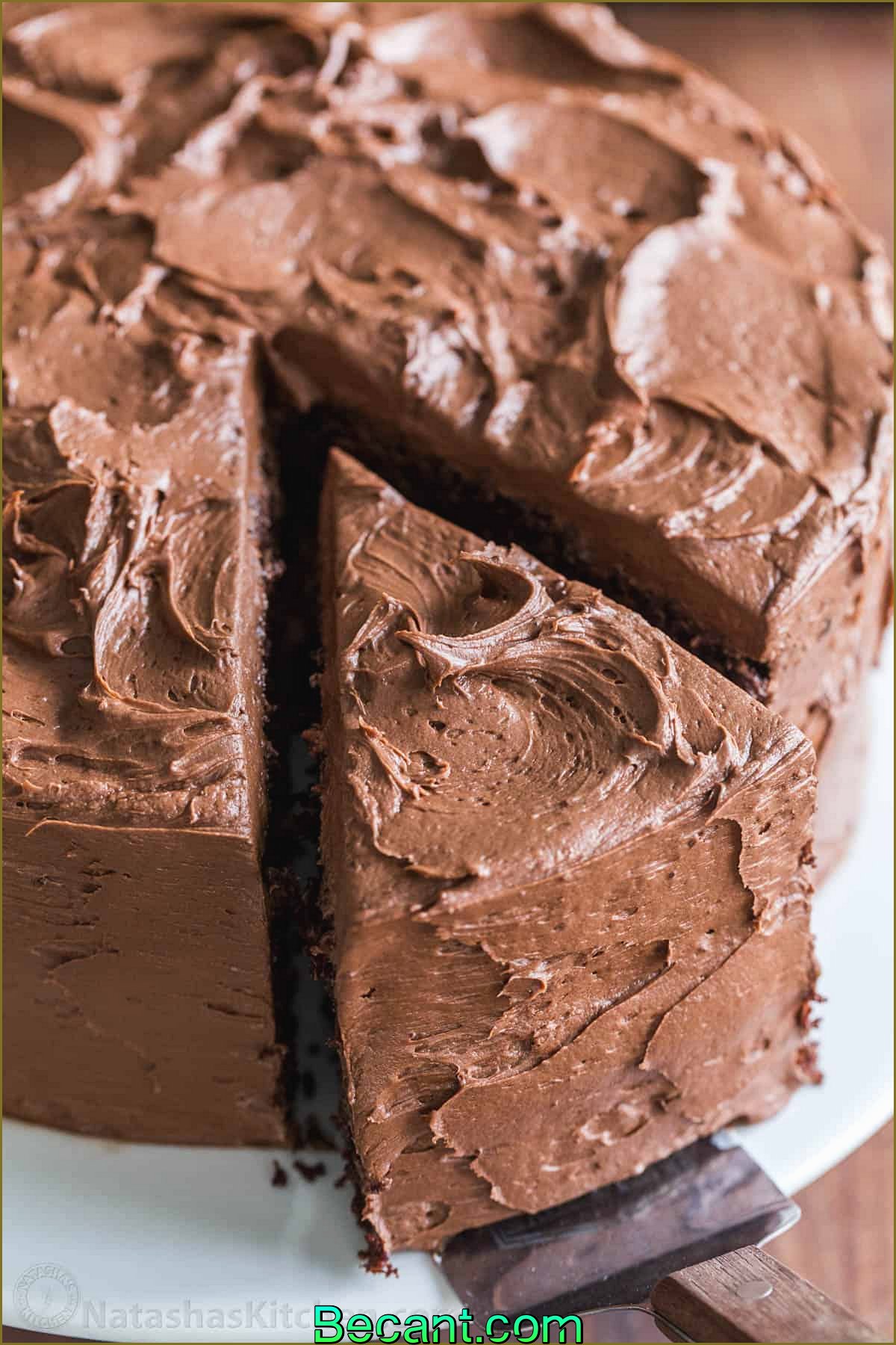 Gâteau au chocolat avec glaçage au chocolat, sans la tranche