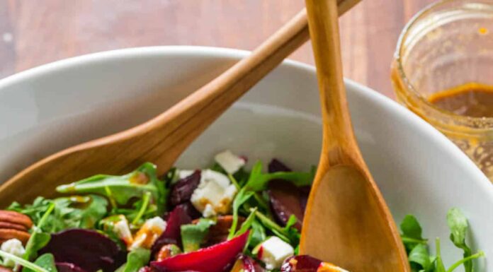 A show-stopping and flavorful beet salad with arugula with balsamic vinaigrette. It’s gluten free, vegetarian and perfect for entertaining. 